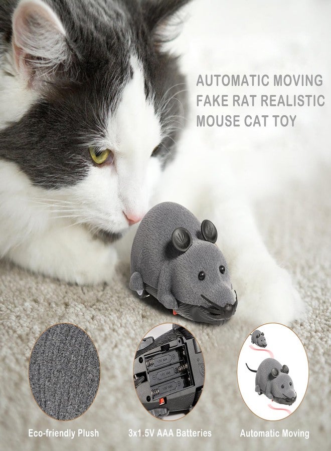 Ufurty Auto Moving Mouse Cat Toy, Interactive Cat Toys Wireless Electronic Fake Mouse Rat Pet Toy Running Wheel Plush Rat Chasing Prank Toy for Cats Dogs Kids Novelty Gift By Greatstar (Grey, No Controller) - Image 2